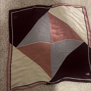 Geometric Silk Scarf in Black, Pink, and Cream